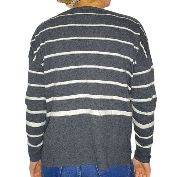 C&C California Wool Mix Striped Long Sleeve Sweater Grey Size Large - Picture 2 of 4